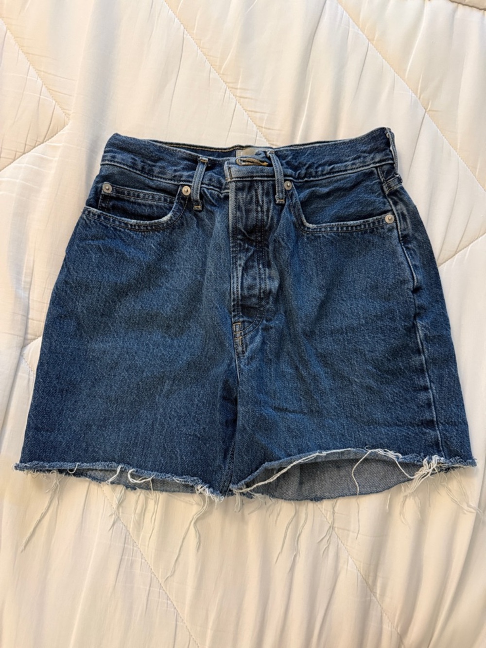 Everlane Dark Blue High-Rise Denim Cutoff Shorts